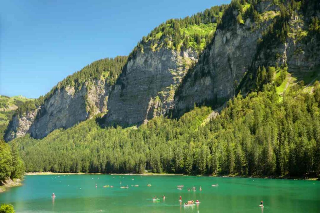 Mountain,Lake,Montriond,In,Summer,Day,,France